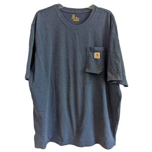 Carhartt Men's 2XL Blue T-Shirt Loose Fit Short Sleeve Heavyweight Pocket K87‎